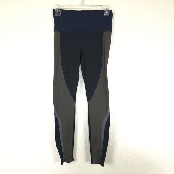 Athleta Spar Colorblock 7/8 Tight Navy Black Olive Grey size XS 405455 - Picture 2 of 10